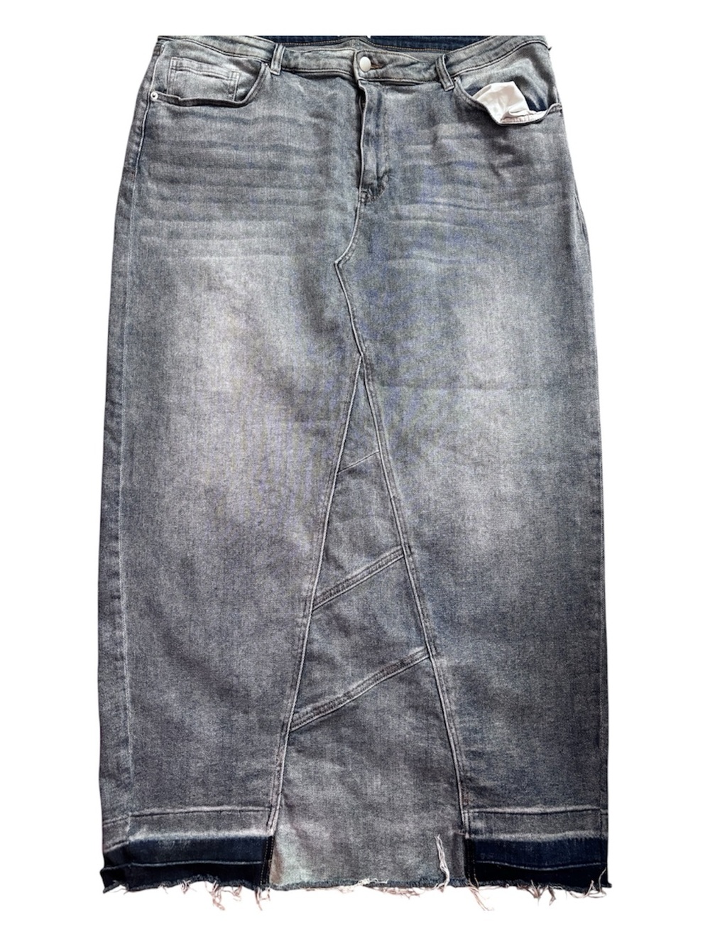 Fashion Nova Blue Acid Washed Maxi Denim Skirt